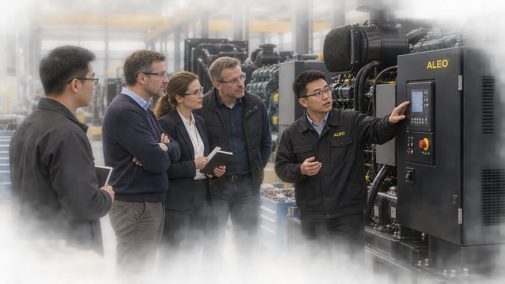 Project discussion during a factory visit